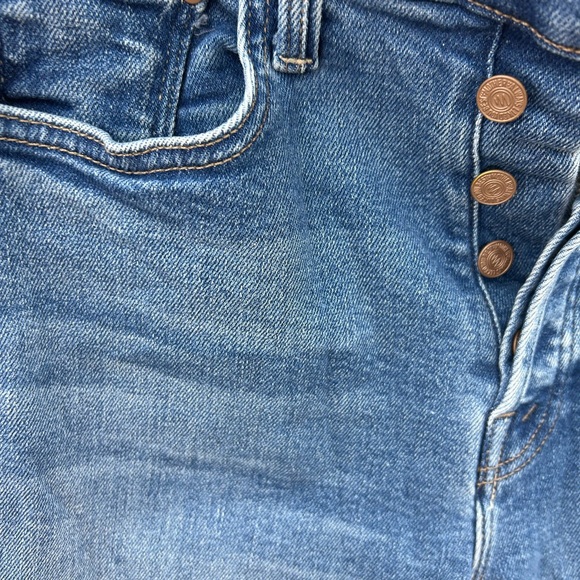 MOTHER Blue Denim Jeans with Brown Leather Patch - Picture 5 of 8
